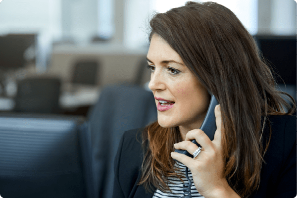 Female worker on phone call in office